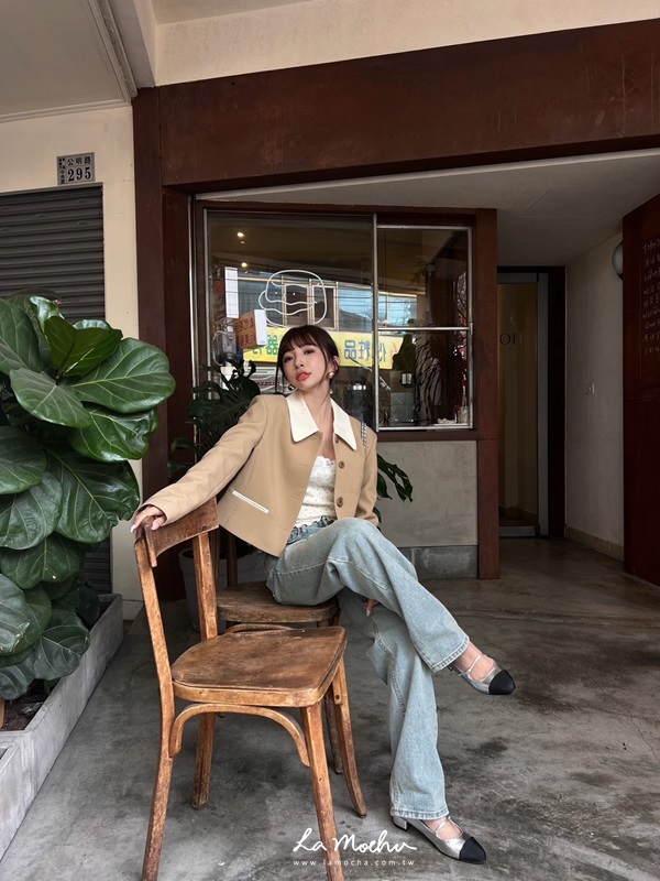 復古撞色短版西裝外套(闆娘.花花清單)